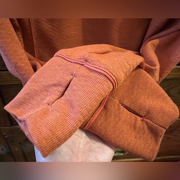 Prana Breathe Wool Blend L Hoodie Pullover Terracotta/Brown Orange Made in USA - Picture 5 of 10